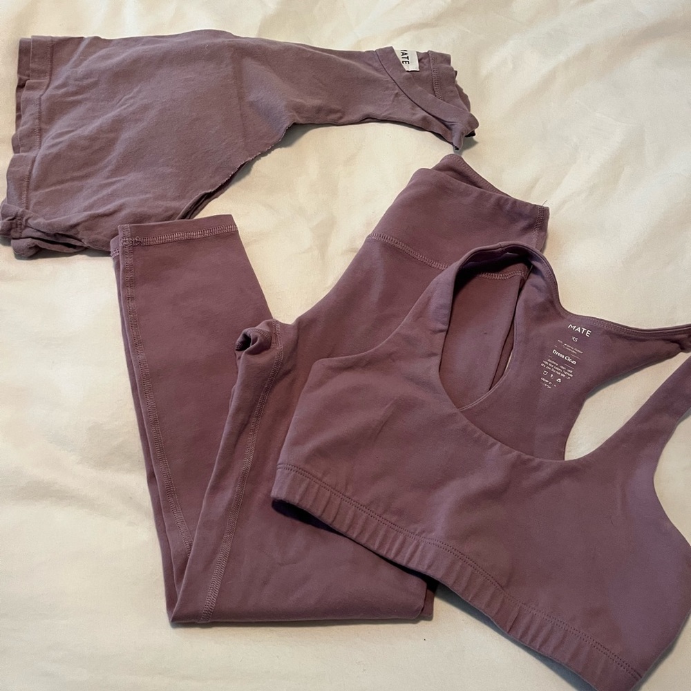 Mate The Label Set Leggings Bra Tank Purple XS